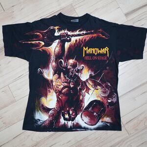 Vintage Manowar Hell On Stage Band Tee XL